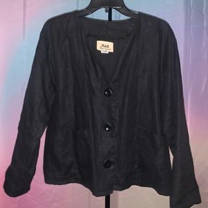 Flax 100% Linen Black Jacket Size Small Oversized Boxy